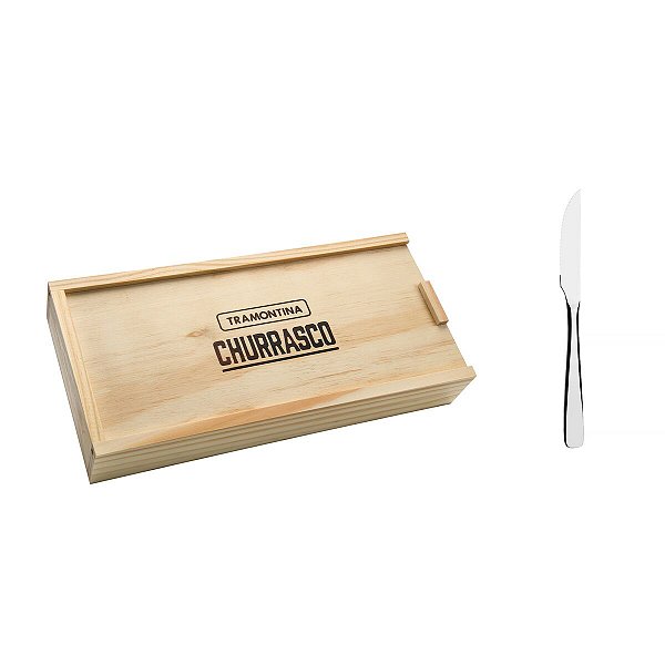 Estojo Madeira Facas Inox Churrasco 6PCs Tramontina 66962594