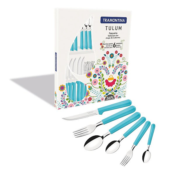 Faqueiro Talher Inox 36 PeCas Azul Tulum Tramontina 23299182