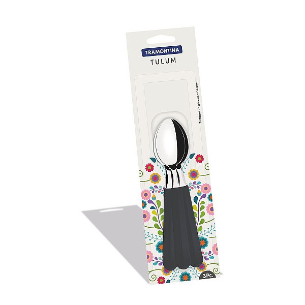 Colher Colheres Sobremesa 3 Preto Tulum Tramontin 23276360