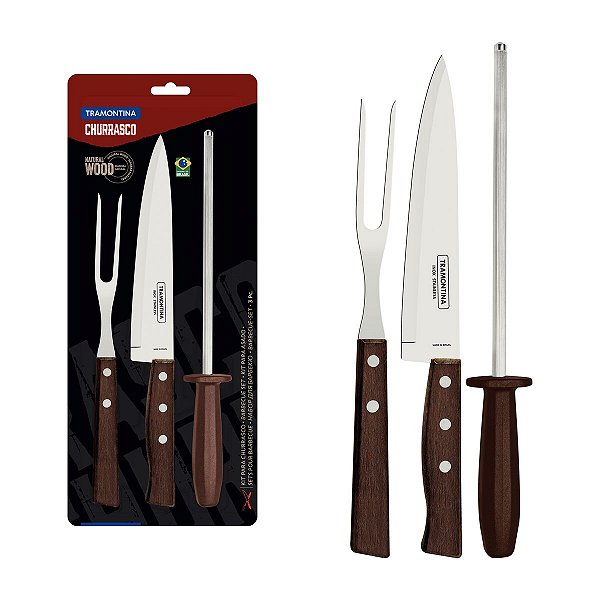 Garfo Faca Chaira Churrasco Tradicional Tramontina 22299055