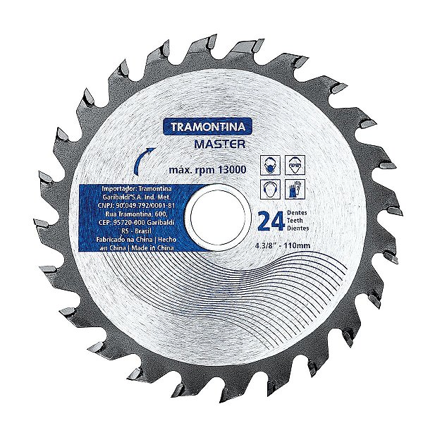 Disco Corte Para Madeira 4 3/8 24 Dentes Tramontina 42633101