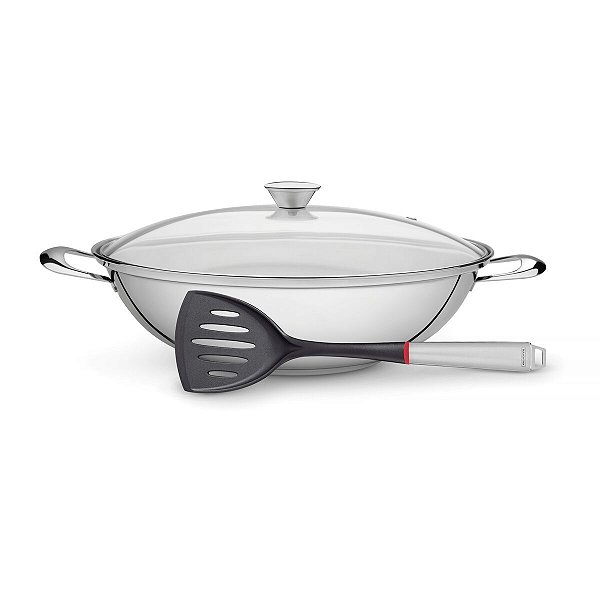 Frigideira Wok Inox Espátula Ventura 34cm Tramontin 65360334