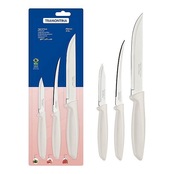 Jogo Facas Inox 3Pç Plenus Off White Tramontina 23498313