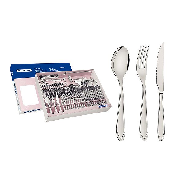 Faqueiro Talher Aco Inox 100 Pcs Laguna Tramontina 66906853