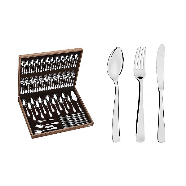 Faqueiro Talher Inox 76 Peças Com Estojo Tramontina 66962300