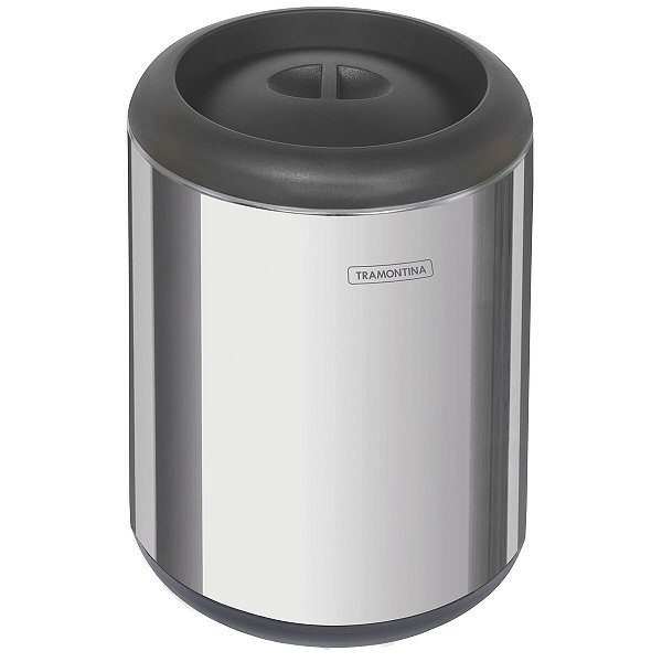 Lixeira Inox Tampa Polida Preta 10L Tramontina 94540008