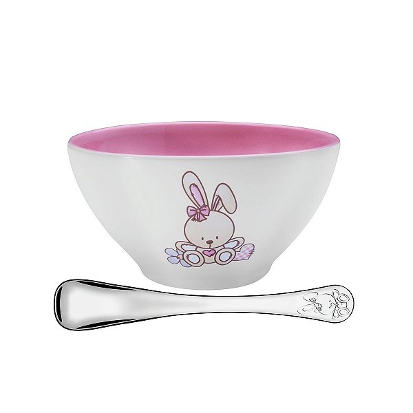 Tigela Porcelana Infantil Colher Le Petit Tramontin 64250665