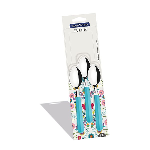Colher Colheres Cha Inox 3Pç Azul Tulum Tramontin 23277310