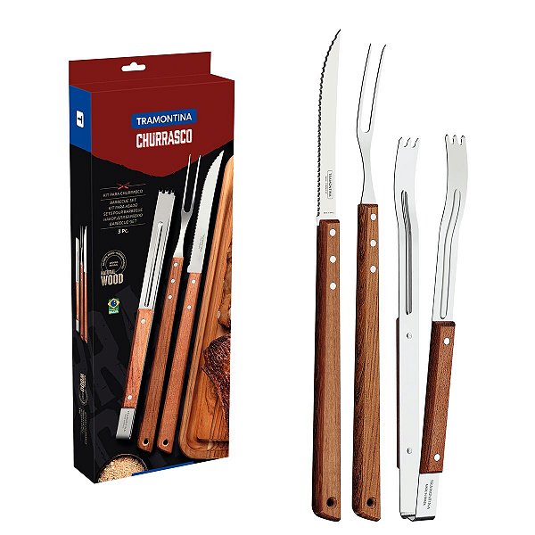 Conjunto Para Churrasco Inox 3 Pcs Tramontina 26499045
