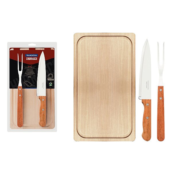 Jogo Churrasco Inox 3Pc Dynamic Tramontina 22399036