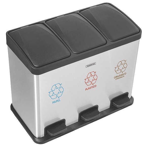 Lixeira Inox Seletiva Reciclavel Pedal Tramontina 94538245