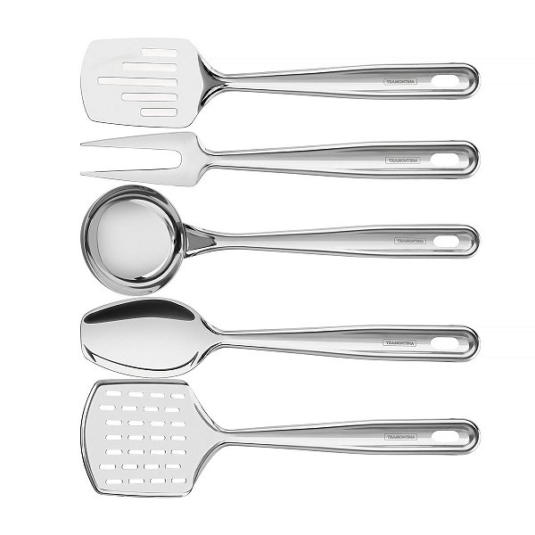 Jogo Utensílios Inox Suporte Parede 5Pçs Tramontina 66815700