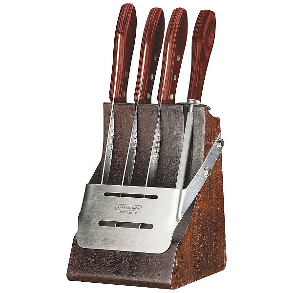 Jogo Facas Cepo Churrasco Vermelho Polywood Tramont 21198768