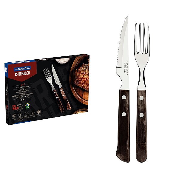 Jogo Talheres Churrasco Inox Cabo Castan Tramontina 21199909