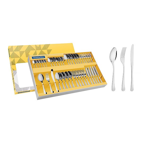Faqueiro Aço Inox Com Faca Mesa 42 Pç. Tramontina 66945770