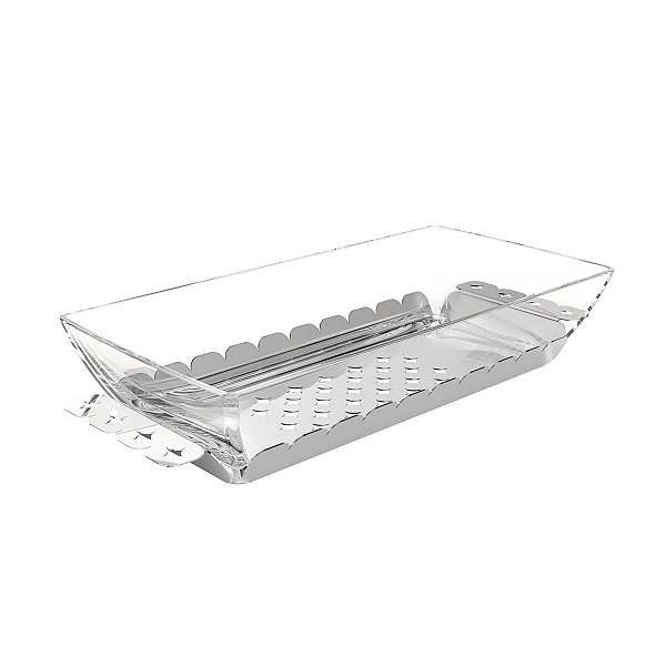 Travessa Retangular Cristal Base Inox Tramontina 64800040