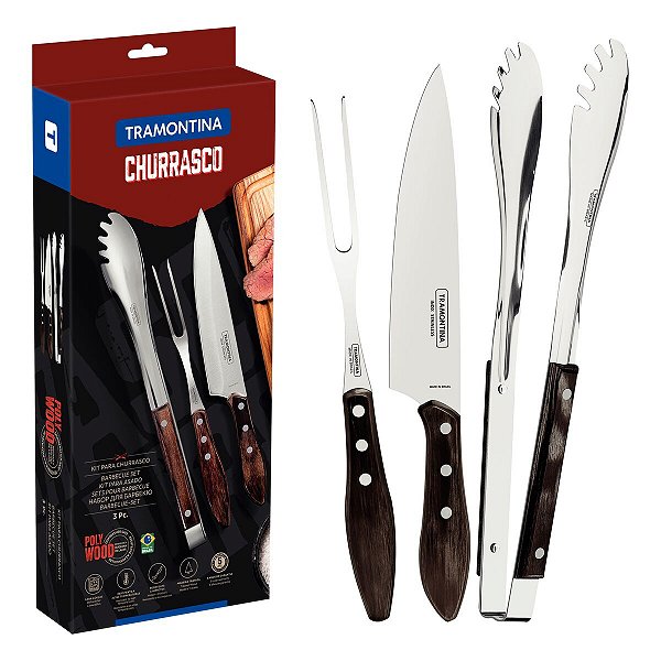 Jogo Facas Cepo Churrasco Castanho Polywood Tramont 21198961