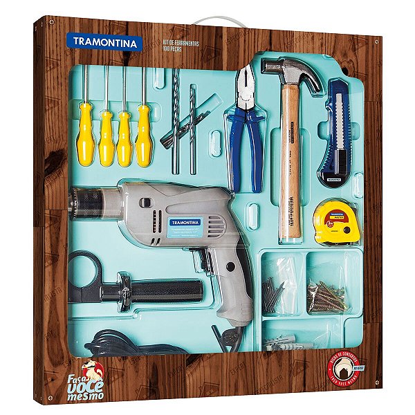 Kit Resolve Furadeira 500W 220V 100Peças Tramontina 43408435