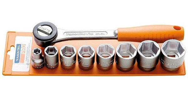 Jogo Soquetes 1/2 Sextavado Pol. 9 Pçs Tramontina 44832509