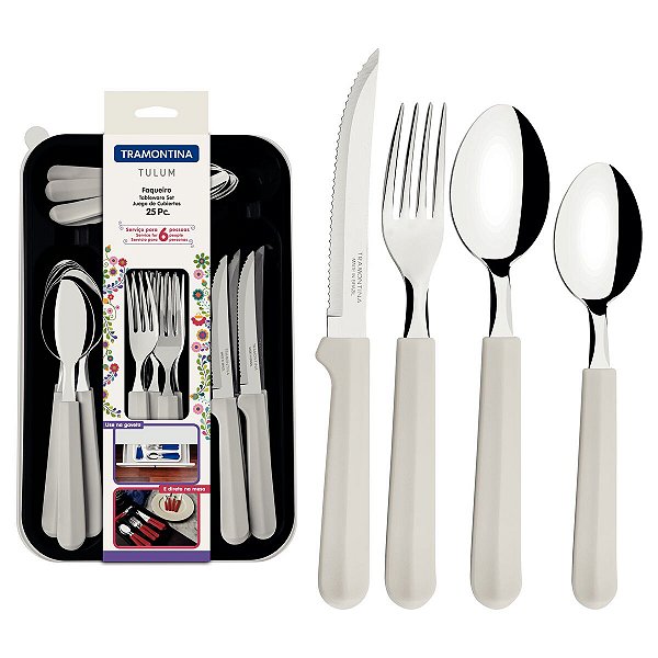 Faqueiro C/ Facas P/ Churrasco 25 Peças Tramontina 23299883