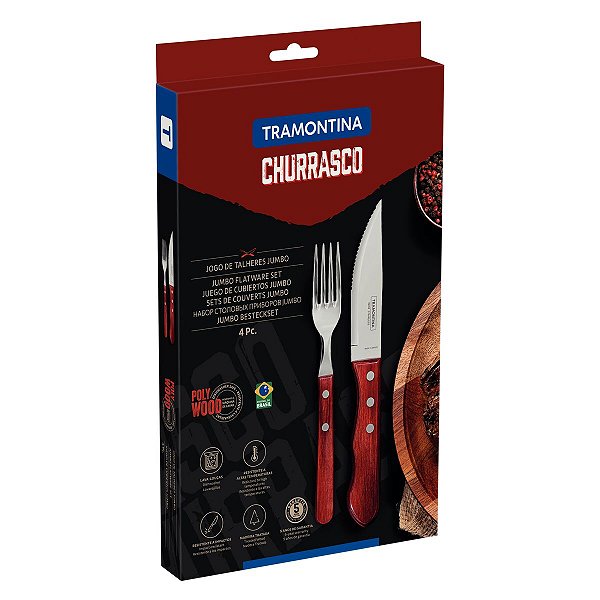 Jogo Talheres Jumbo Churrasco Inox Cabo Tramontina 21198708