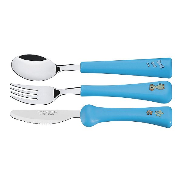 Jogo Talheres Infantil Best Friend Azul Tramontin 23799191
