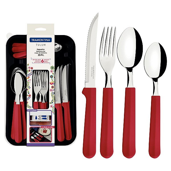 Faqueiro C/ Facas P/ Churrasco 25 Peças Tramontina 23299783