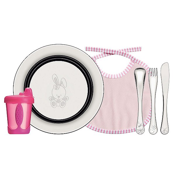 Kit Infantil Refeição Rosa Inox 6 Peças Tramontina 64250645