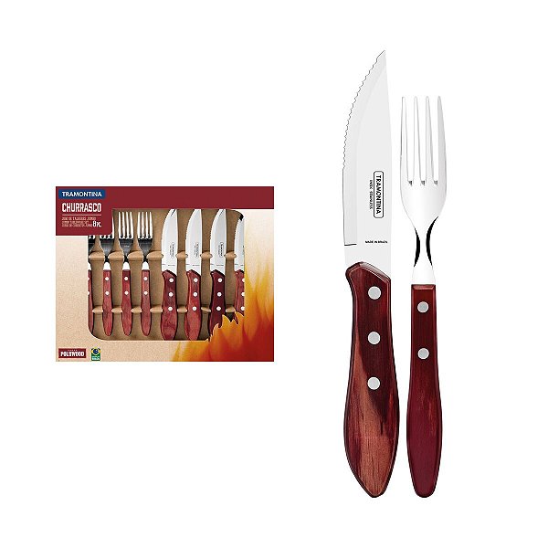 Jogo Talheres Churrasco Jumbo Inox Cabo Tramontina 21198759