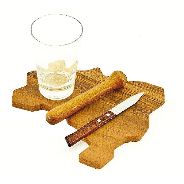 Kit Bar Caipirinha Tabua Copo Faca Pilao Tramontina 10239382