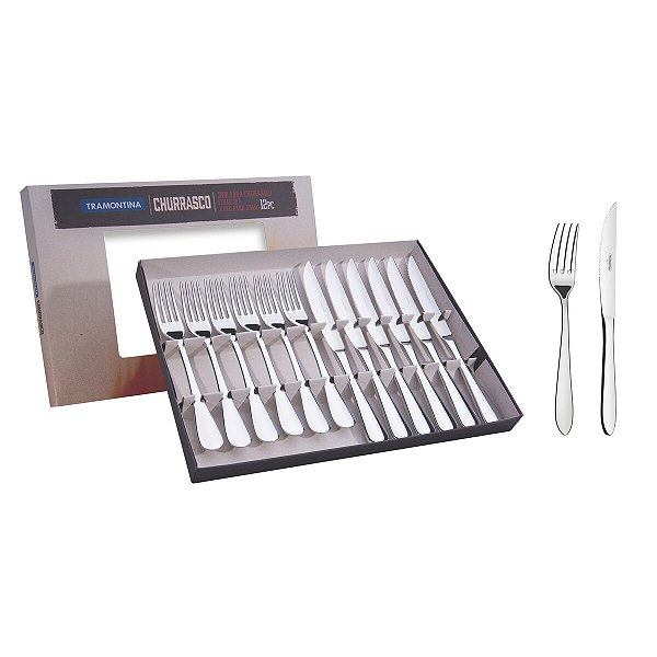 Garfo Faca Talher Inox Churrasco 12Pçs Tramontina 66982634