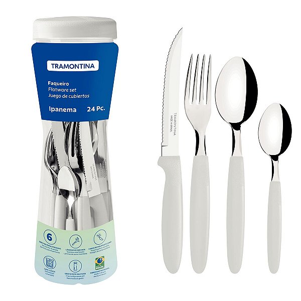 Talher Faqueiro Inox 24Pç Branco Ipanema Tramontina 23399891