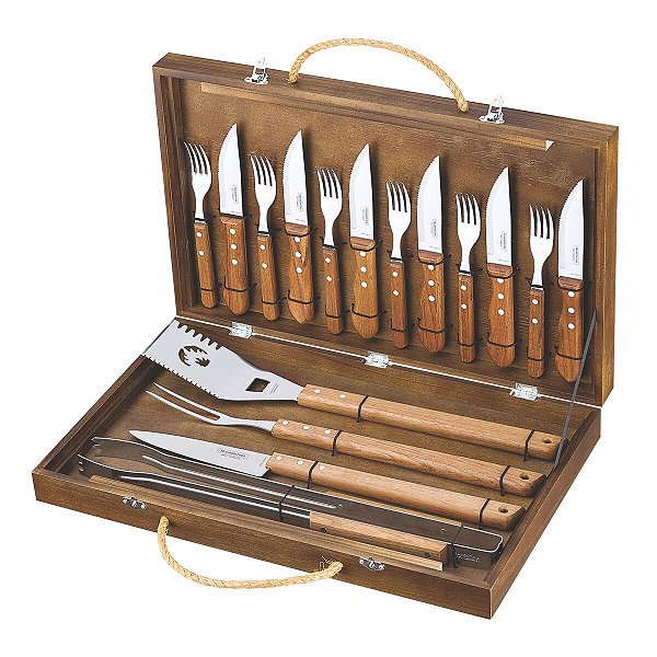 Maleta Facas Kit Churrasco Inox 17Pç Tramontina 26499039
