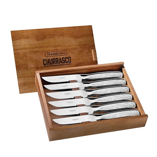 Facas Churrasco Fio Liso Gravura Estampa Tramontina 66928597