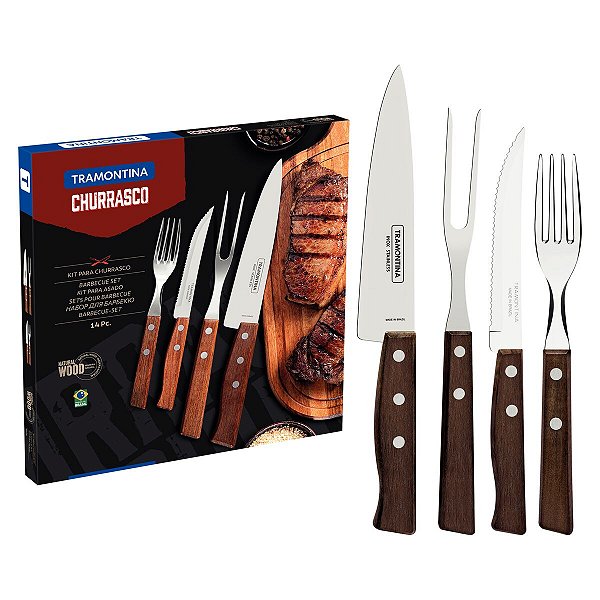 Garfo Faca Talher Churrasco Inox Pampa Tramontina 22299011