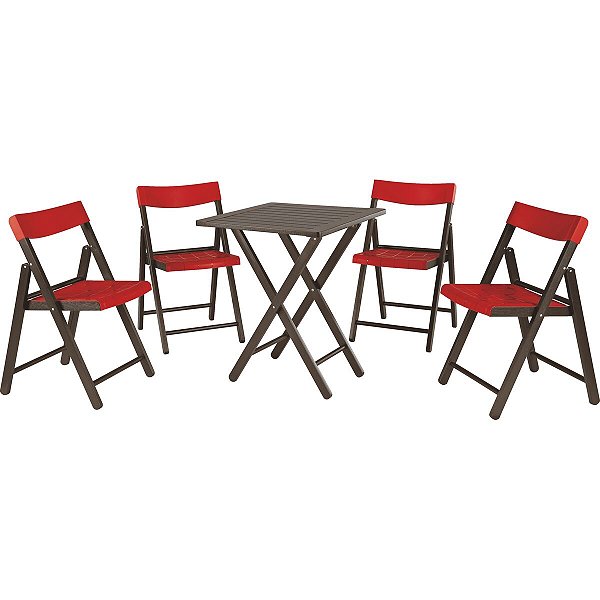 Mesa Cadeira Potenza Madeira Vermelho Tramontina 10630029