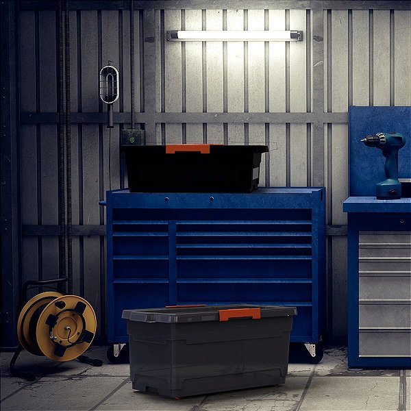 Caixa Organizadora Sem Rodas Preta Tramontina 92553009