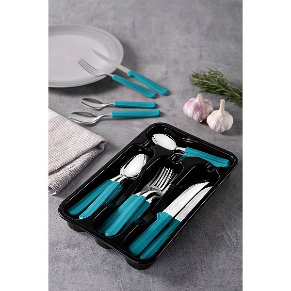 Faqueiro Inox 25Pc Tulum Turquesa Tramontina 23299383