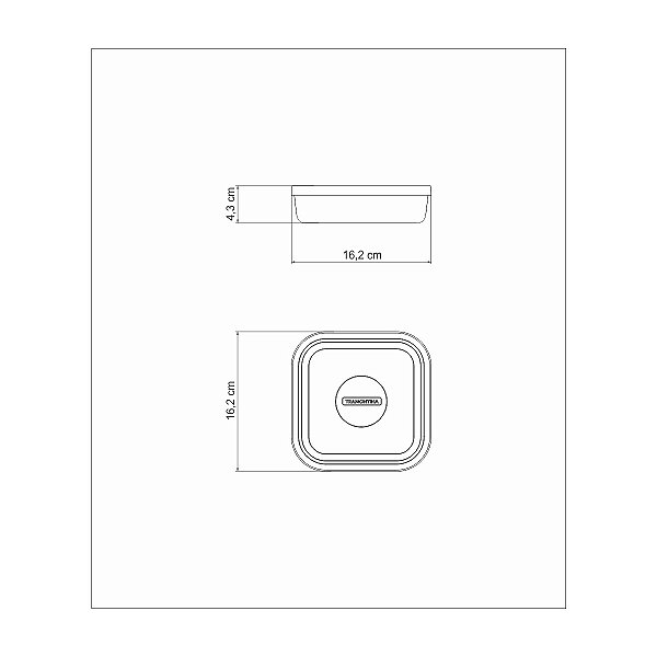 Pote Quadrado Aco Inox 0,80L C/Tp. 61229560