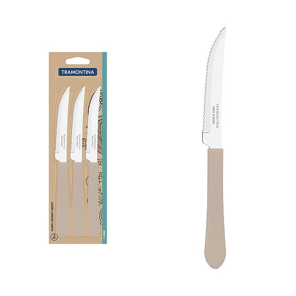 Conj Facas Churrasco Inox 3Pc Leme Cinza Tramontina 23180334