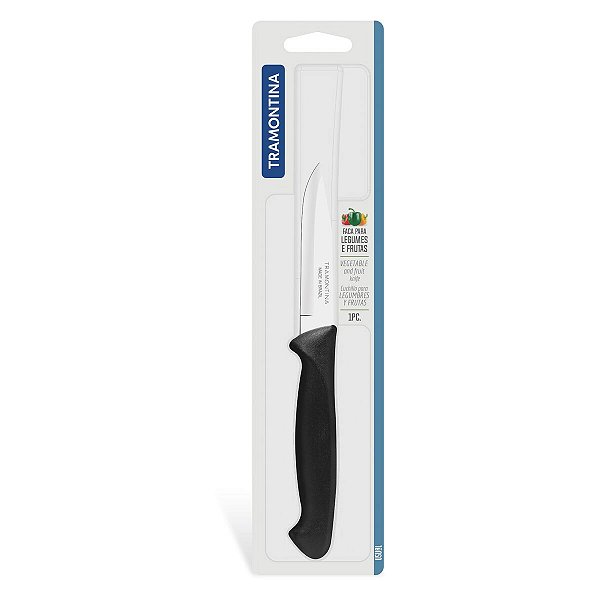 Faca Legume/Fruta Inox 3 Usual Preto Tramontina 23040103