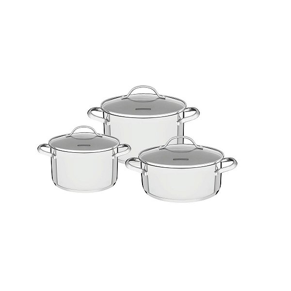 Jogo Panelas Aco Inox 3 Pcs Una Tramontina 65280070