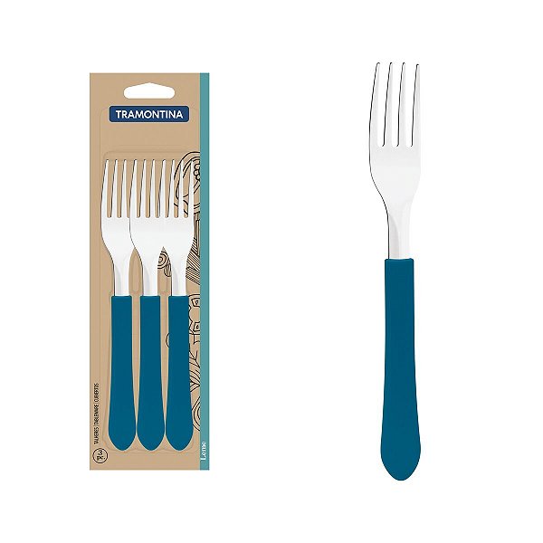 Conj Garfos Mesa Inox 3Pc Leme Azul Tramontina 23182390