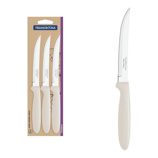 Facas Churrasco Inox 3Pc Ipanema Cinza Tramontina 23360366