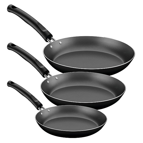 Jogo Frigideiras Alumínio 3Pc Preto Tramontina 27899452