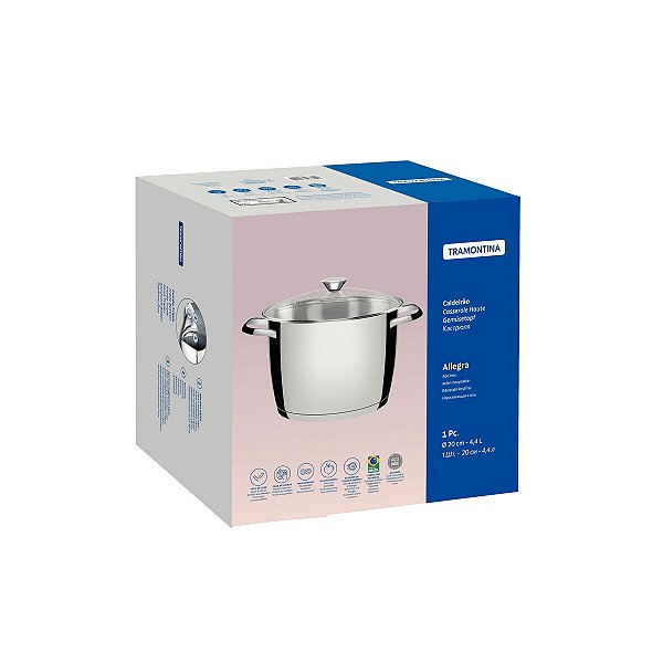 Caldeirao Aco Inox 2 Alcas Allegra 20cm Tramontina 62655204