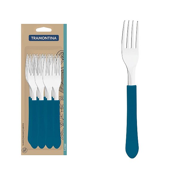 Conj Garfos Mesa Inox 12Pc Leme Azul Tramontina 23182990