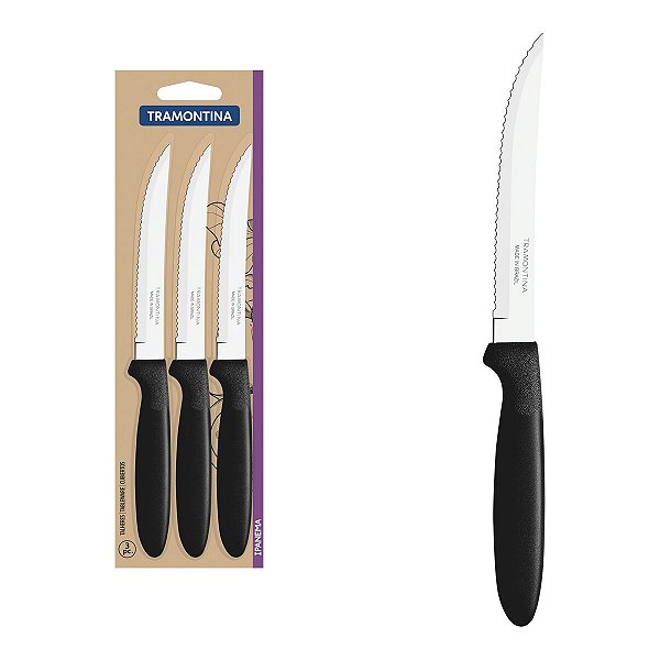 Facas Churrasco Inox 3Pc Ipanema Preto Tramontina 23360305