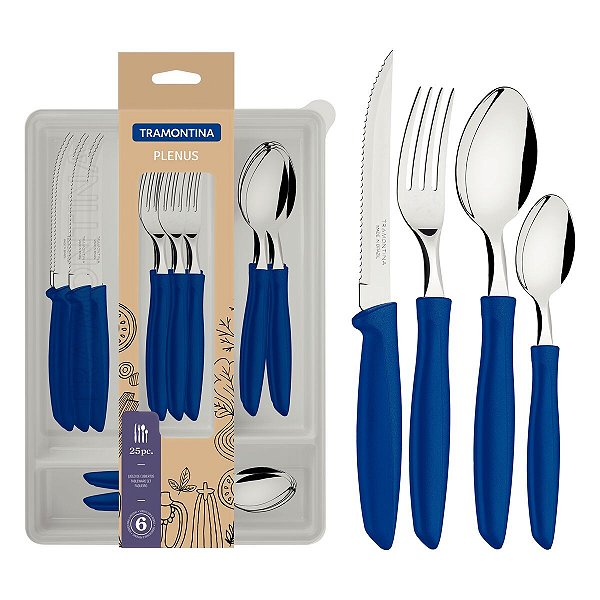 Faqueiro Ino 25Pc Plenus Azu 23498130