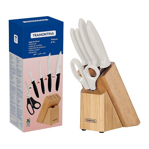 Jogo Faca Cozinha Cepo Plenus Off White Tramontina 23498315